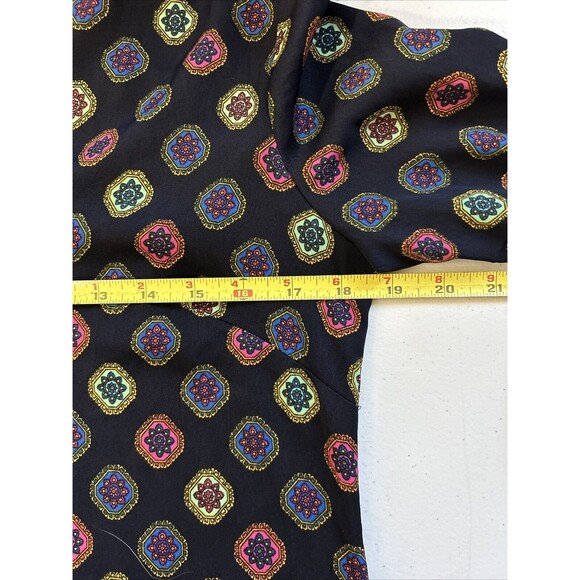 J. Crew Factory Ruffle Neck Multi Medallion Floral Fabric Button Dress Size 2 - Picture 6 of 9